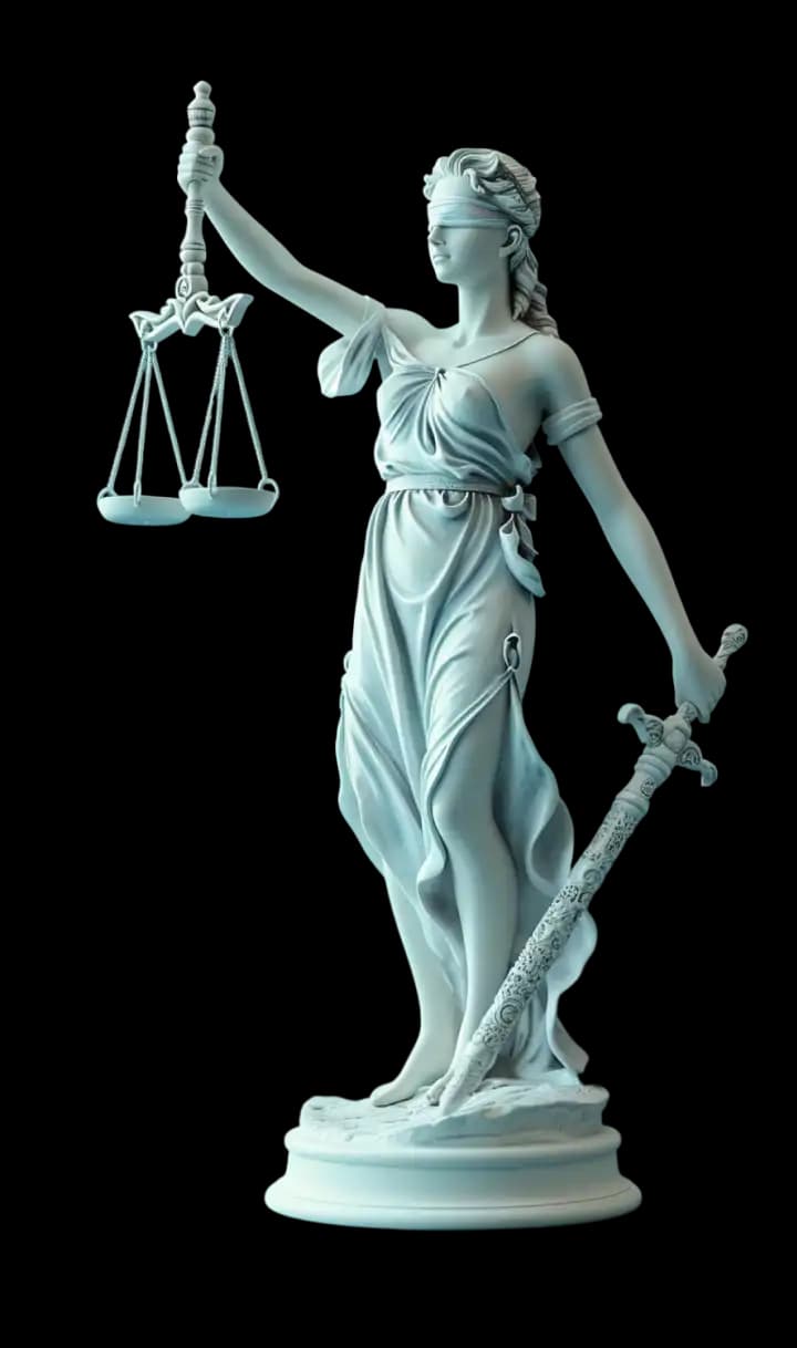 Estátua da Justiça segurando a balança e a espada